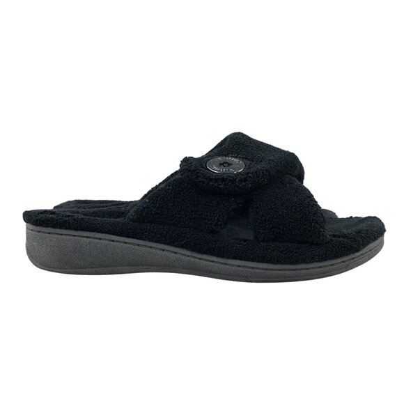 Vionic Women's Size 5 Pauline Black Open Toe Faux Fur Slip On Slippers Sandals - Picture 1 of 14